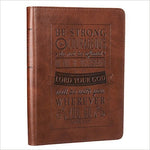 Journal-Be Strong And Courageous-Brown LuxLeather