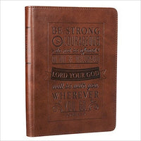 Journal-Be Strong And Courageous-Brown LuxLeather
