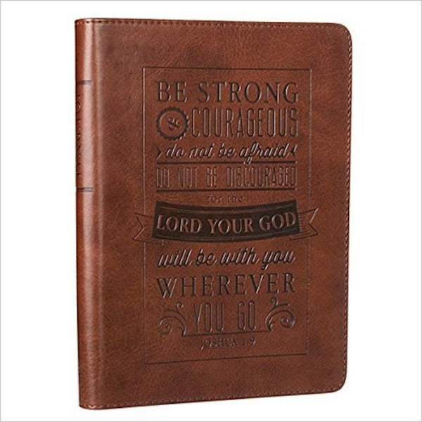 Journal-Be Strong And Courageous-Brown LuxLeather