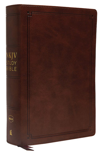 NKJV Study Bible -Mahogany Leathersoft