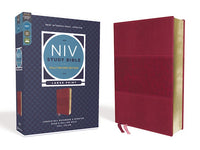 NIV Study Bible/Large Print (Fully Revised Edition) (Comfort Print)-Burgundy Leathersoft