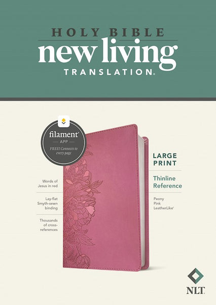 NLT Large Print Thinline Reference Bible Peony Pink Imitation Leather
