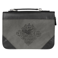 Bible Cover-Classic Luxleather-Those Who Hope In The Lord-Large-Grey